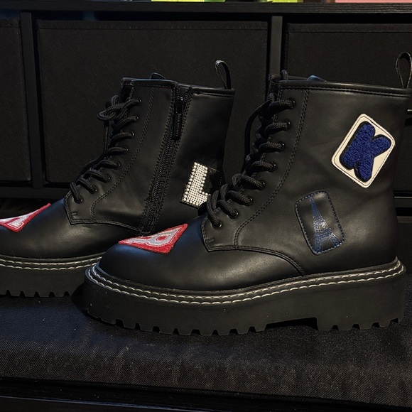 Karl Lagerfeld Shoes - Karl Lagerfeld Paris Zip Up Combat Boots